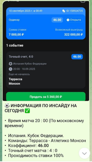 Информация по инсайду
