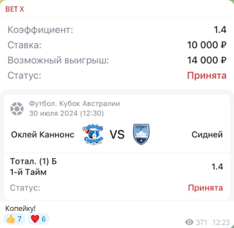 Характерный прогноз на ТБ в первом тайме