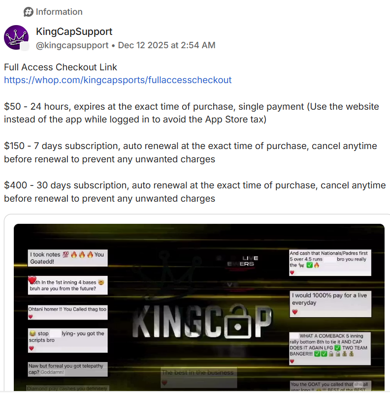 прогнозы King Cap
