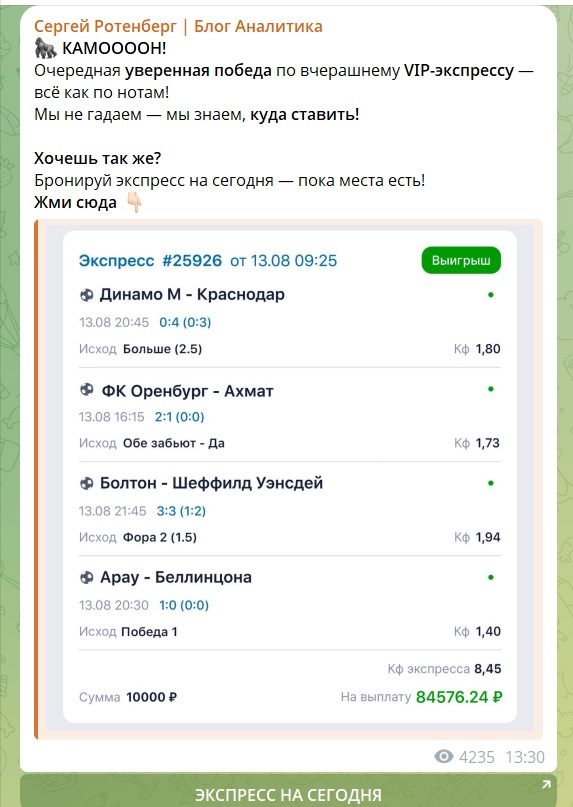 Сергей Ротенберг Блог Аналитика каппер