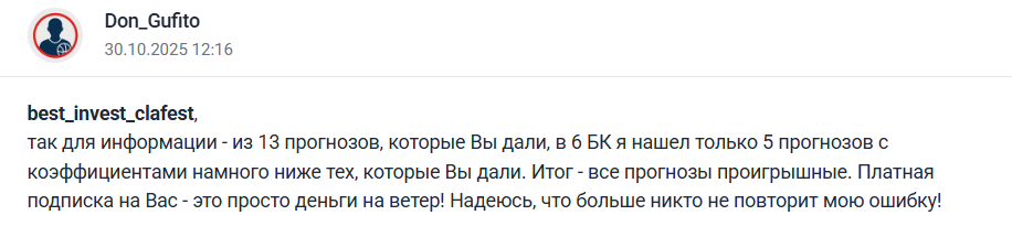 статистика Best Invest Clafest