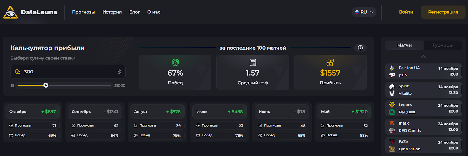 ставки на спорт data louna