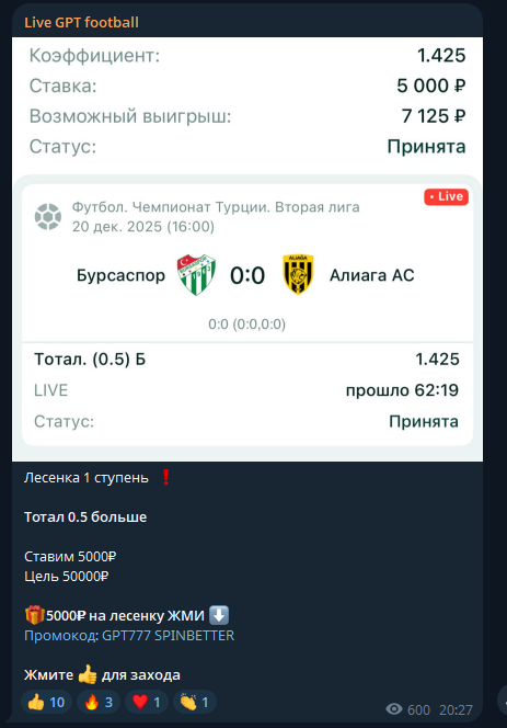 телеграм Лайв Гпт Футбол