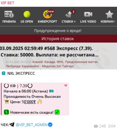 VIP BET телеграмм канал